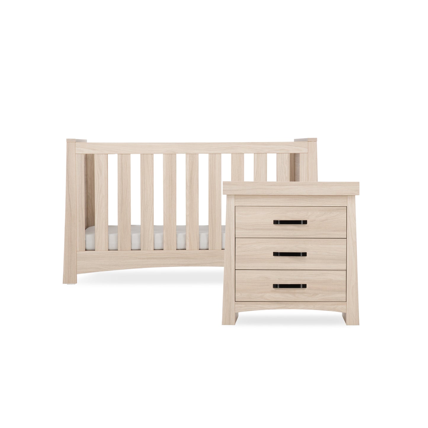 CuddleCo Isla 2pc Set 3 Drawer Dresser & Cot Bed - Ash