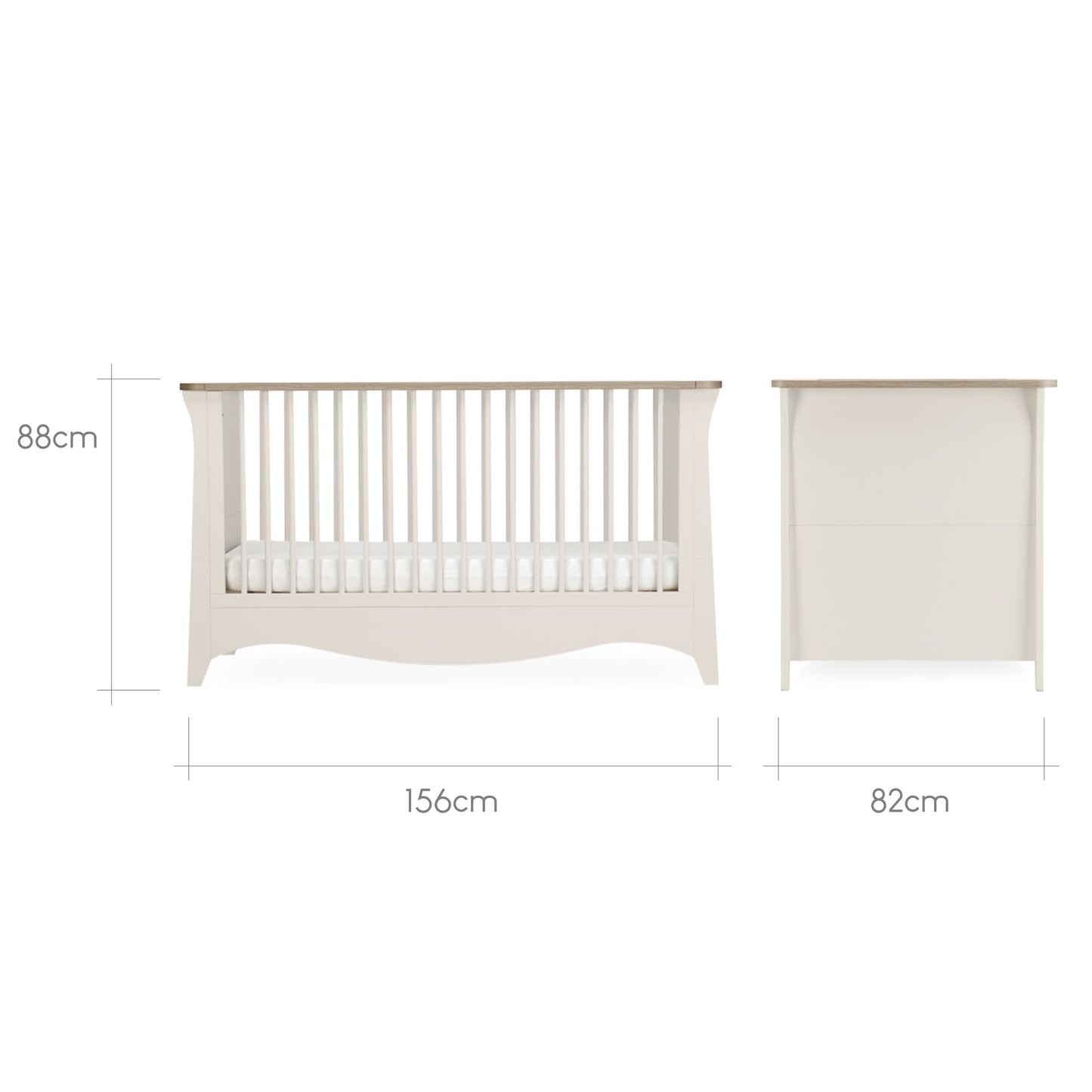 CuddleCo Clara 2pc Set 3 Drawer Dresser & Cot Bed - Cashmere/Ash