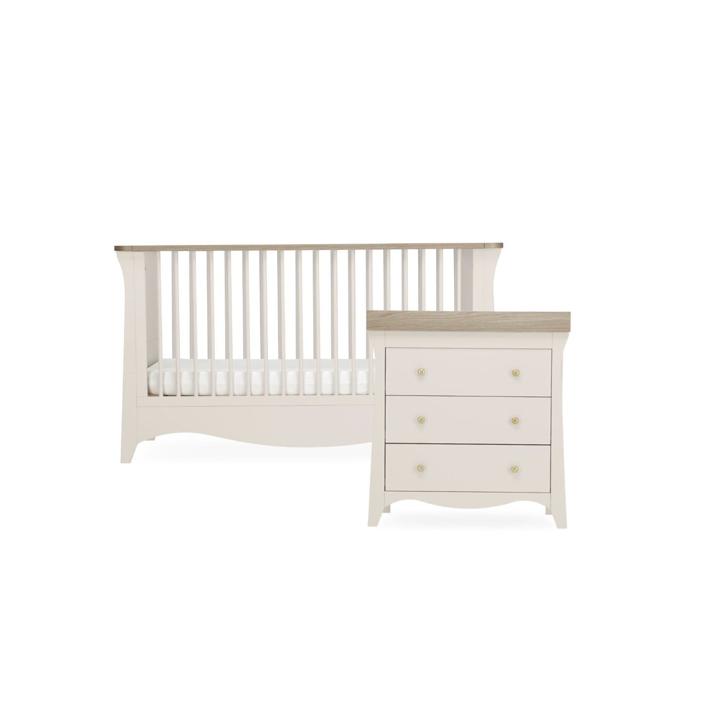 CuddleCo Clara 2pc Set 3 Drawer Dresser & Cot Bed - Cashmere/Ash