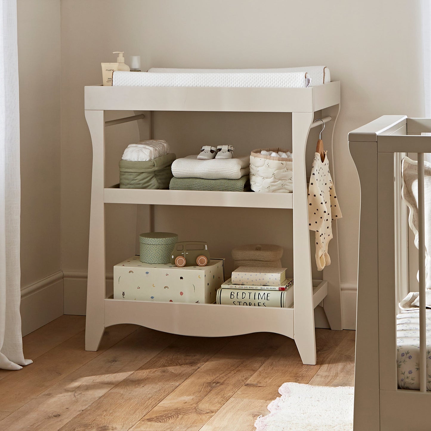 CuddleCo Clara Mini 2 Piece Changer and Cot Bed- Cashmere/Ash