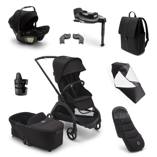 Bugaboo Dragonfly Ultimate Bundle & Free Bugaboo Giraffe Baby Rocker - Black/Midnight Black