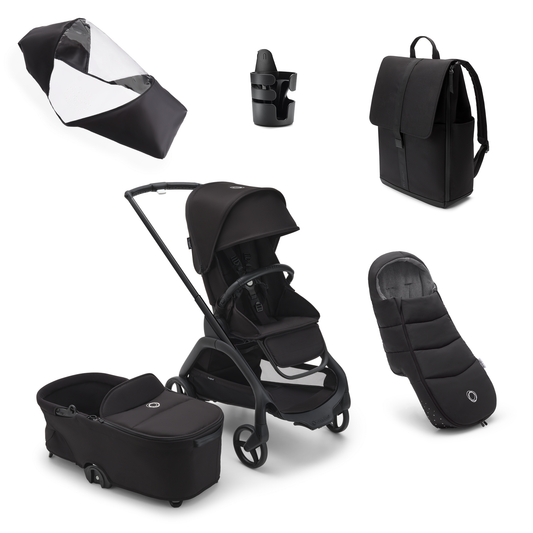 Bugaboo Dragonfly Complete Bundle & Free Bugaboo Giraffe Baby Rocker - Black/Midnight Black
