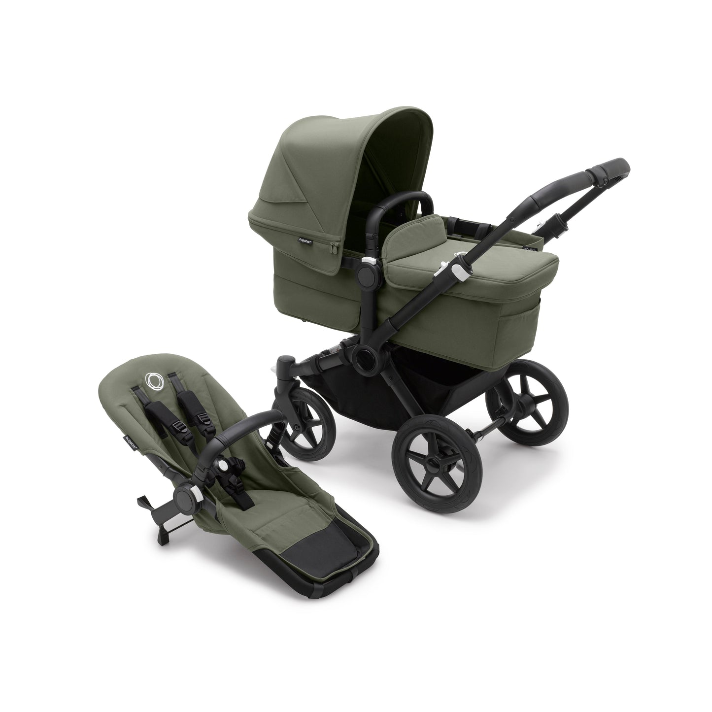 Bugaboo Donkey 5 Mono Complete & Free Bugaboo Giraffe Baby Rocker - Black/Forest Green