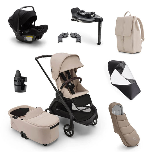 Bugaboo Dragonfly Ultimate Bundle & Free Bugaboo Giraffe Baby Rocker - Black/Desert Taupe