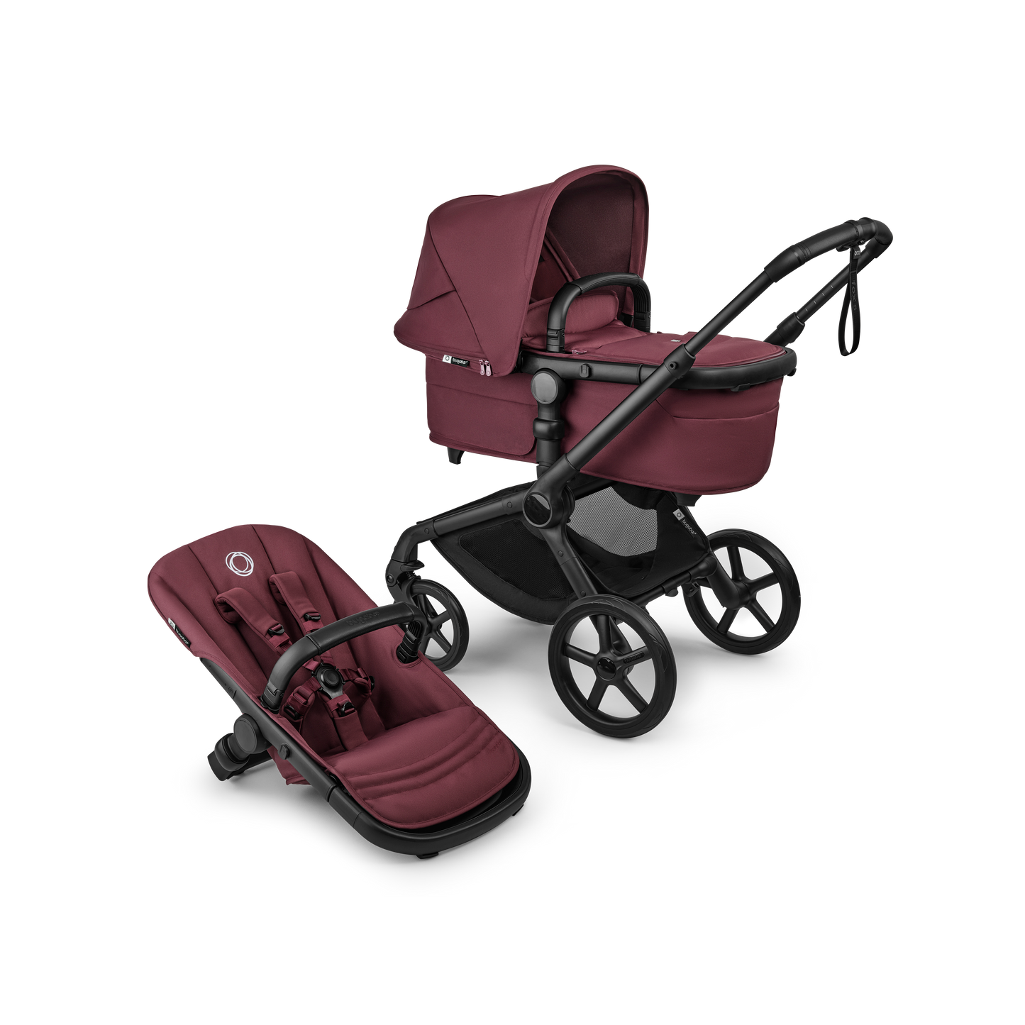 Bugaboo Fox 5 Renew Complete & Free Bugaboo Giraffe Baby Rocker - Black/Dark Cherry