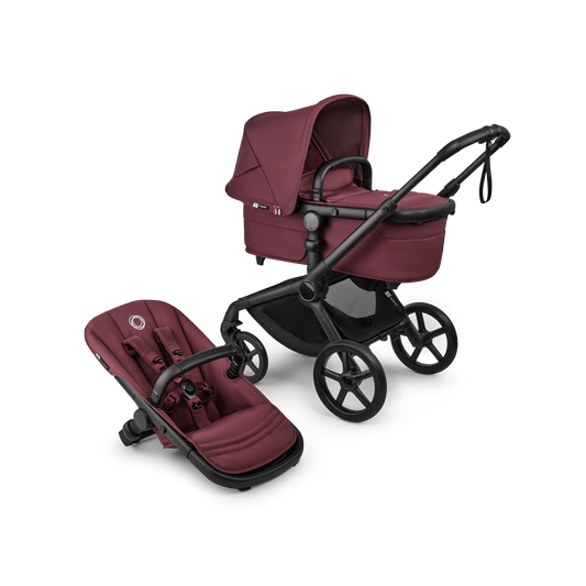 Bugaboo Fox 5 Renew Complete & Free Bugaboo Giraffe Baby Rocker - Black/Dark Cherry